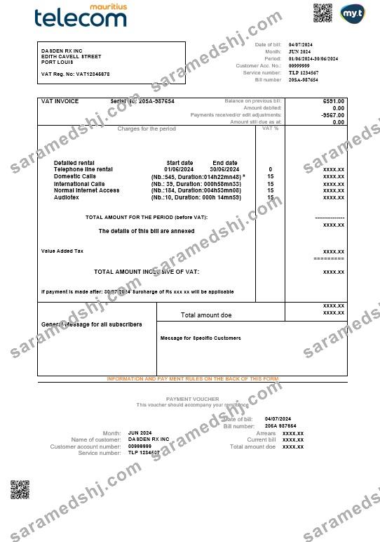 Mauritius_Telecom_Mauritius_business_utility_bill_template_in_Word