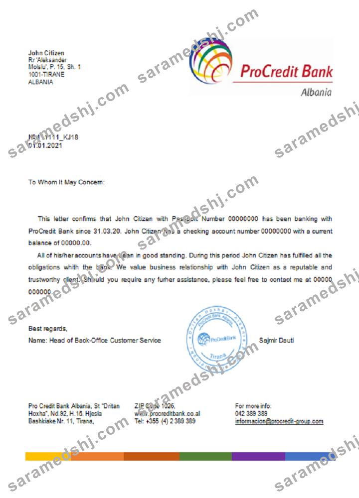 Albania_Procredit_reference